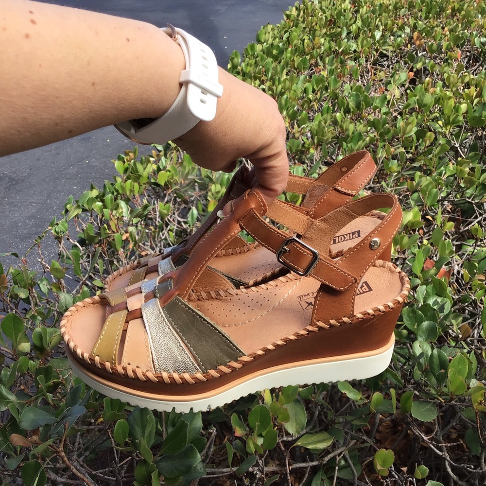 PIKOLINOS Tan Multi-Color Wedge Sandals - Picture 3 of 9